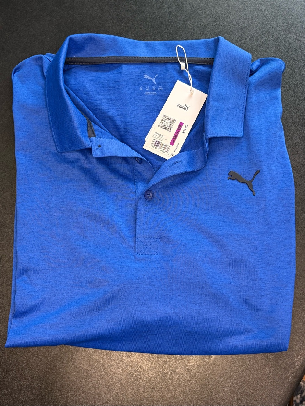 Puma Men’s Royal Blue Polo with Black Logo NWT